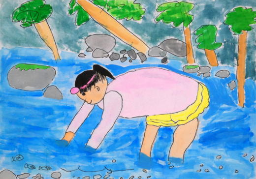 福岡県河川協会：河川愛護絵画コンクール 令和３年度 二等受賞作品